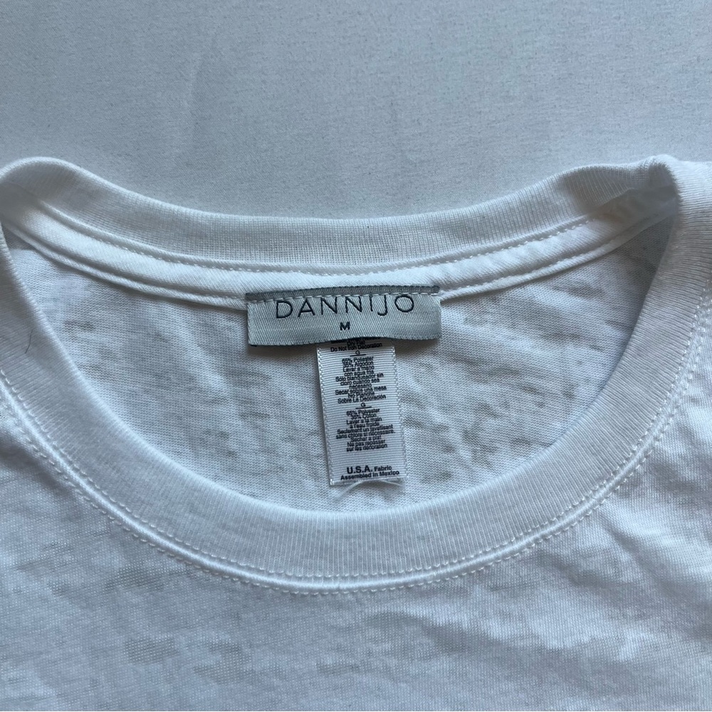 Dannijo White Slub Burnout Knit Crew Neck Graphic Logo Y2k Short Sleeve Tshirt — image 3 of 3
